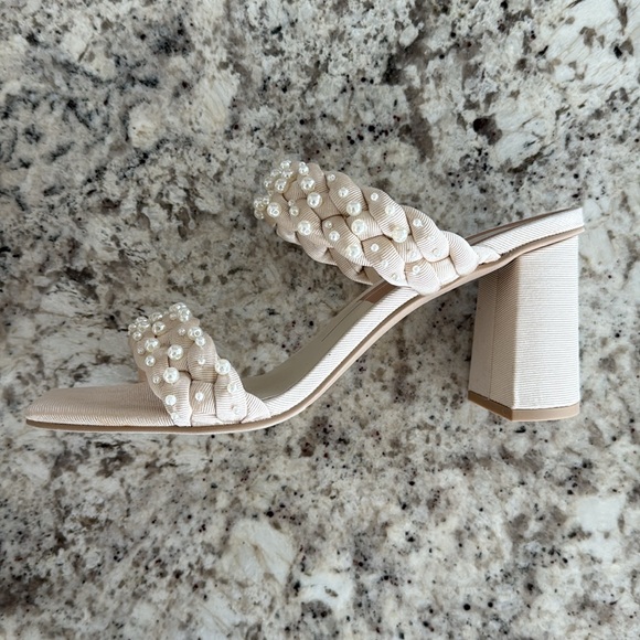 NEW DOLCE VITA womens paily pearl heeled sandals in vanilla pearl 8.5 block heel - Picture 3 of 7